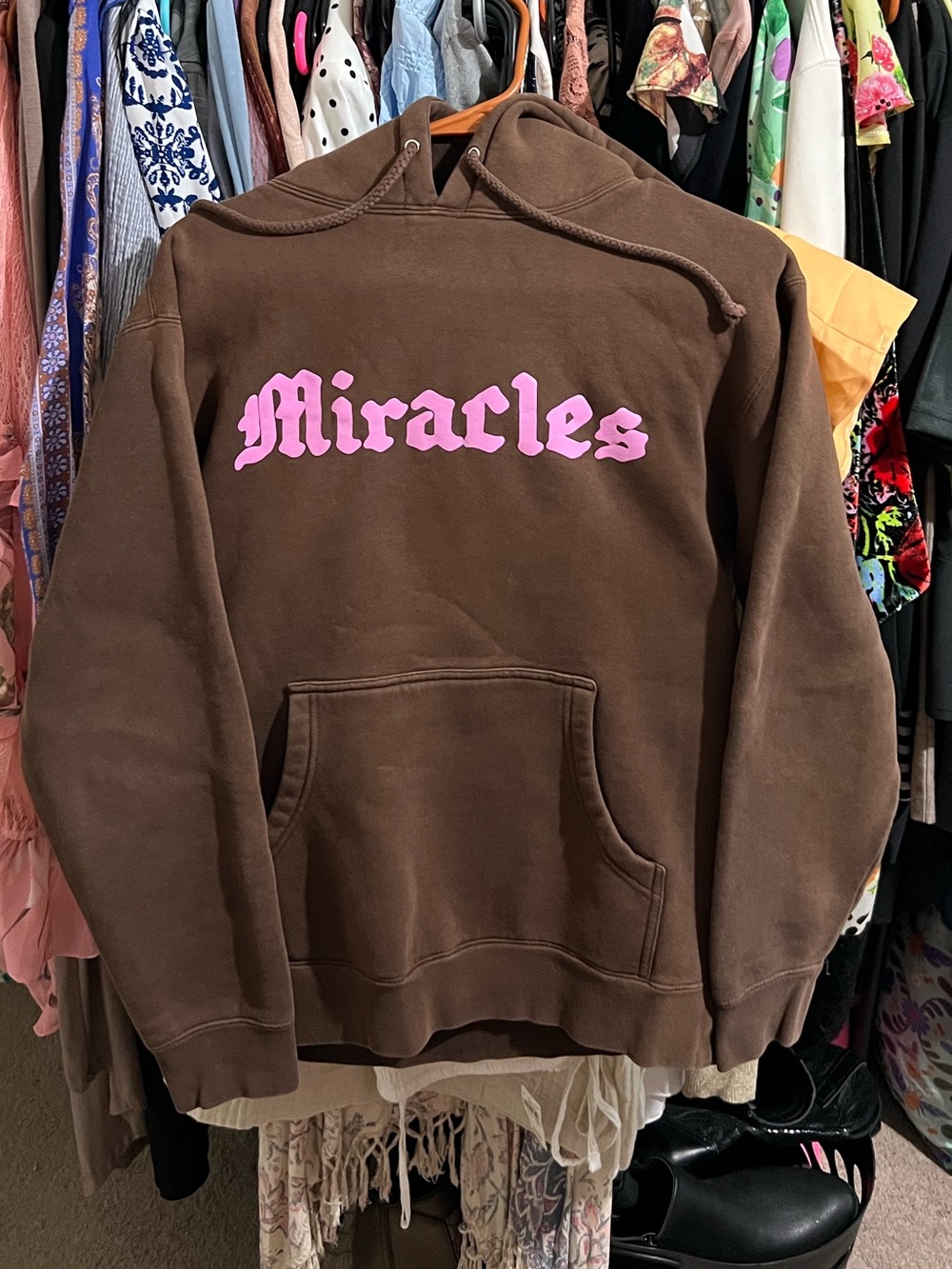 Elevation Worship Brown Hoodie with Pink 'Miracles' Graphic Back Print